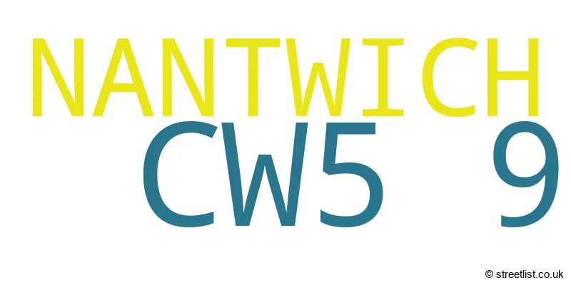 A word cloud for the CW5 9 postcode